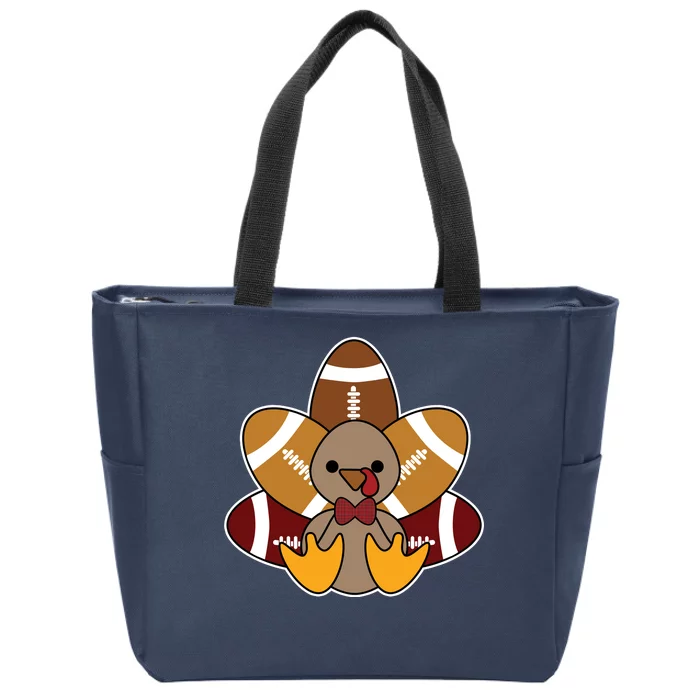 Cute Football Turkey Thanksgiving Zip Tote Bag