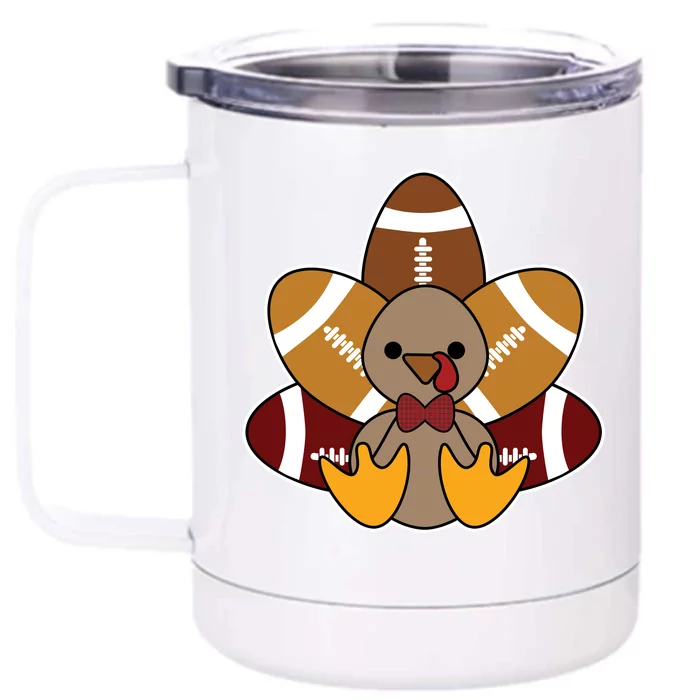 Cute Football Turkey Thanksgiving Front & Back 12oz Stainless Steel Tumbler Cup