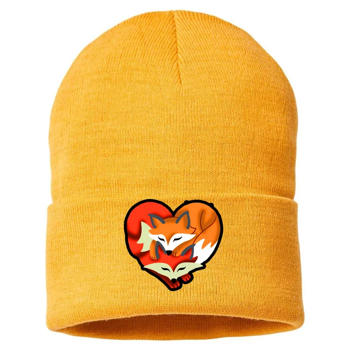 Cute Foxy Heart Fox Lover Sustainable Knit Beanie