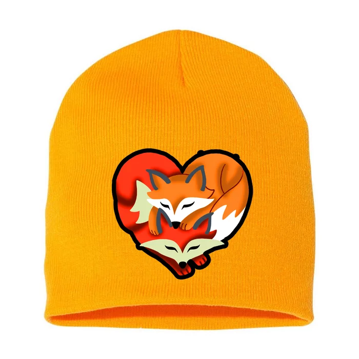 Cute Foxy Heart Fox Lover Short Acrylic Beanie