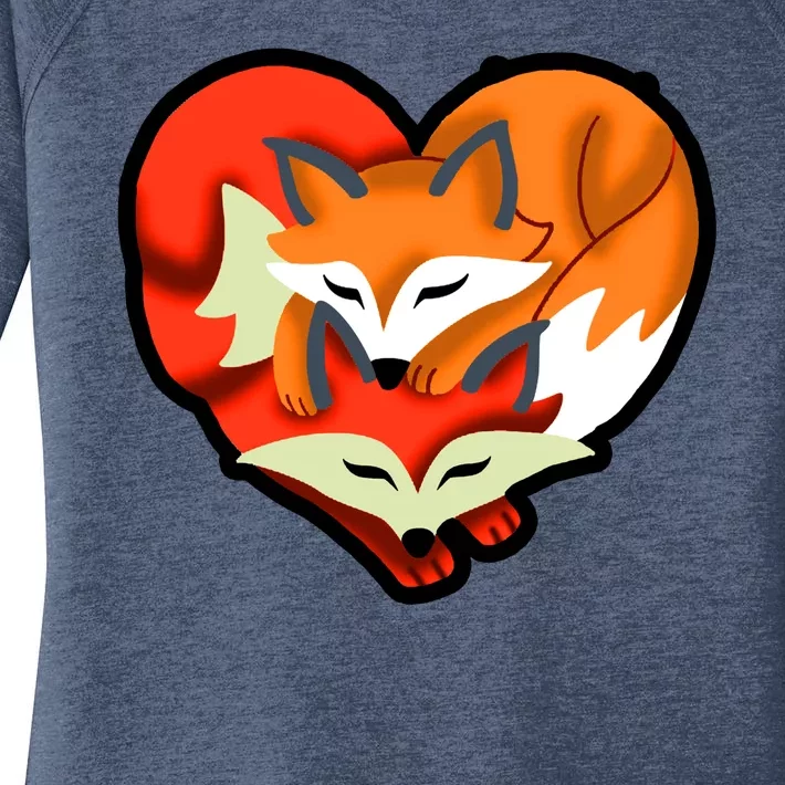 Cute Foxy Heart Fox Lover Women's Perfect Tri Tunic Long Sleeve Shirt