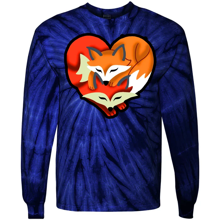 Cute Foxy Heart Fox Lover Tie-Dye Long Sleeve Shirt