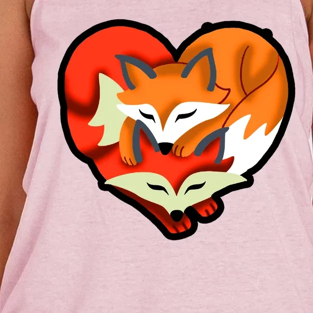 Cute Foxy Heart Fox Lover Women's Knotted Racerback Tank