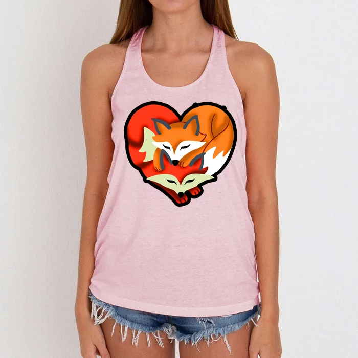 Cute Foxy Heart Fox Lover Women's Knotted Racerback Tank