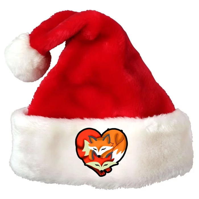 Cute Foxy Heart Fox Lover Premium Christmas Santa Hat