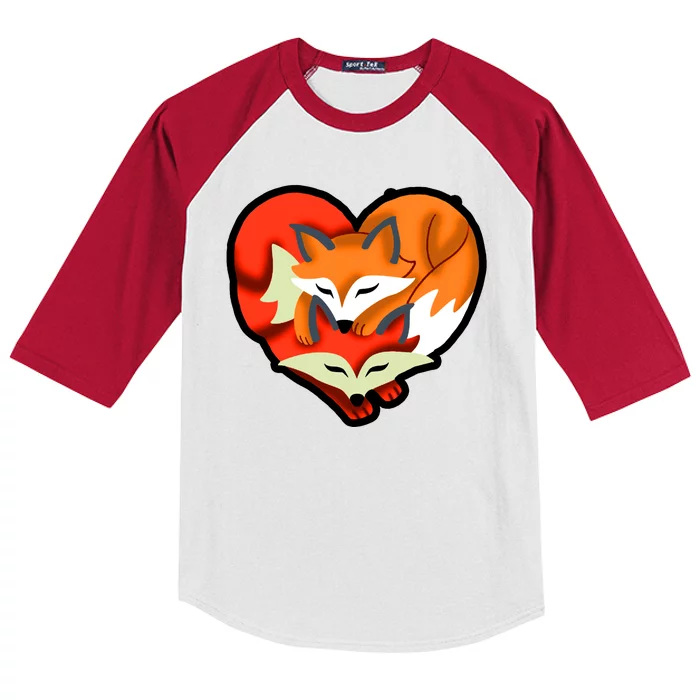 Cute Foxy Heart Fox Lover Kids Colorblock Raglan Jersey