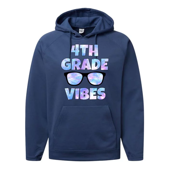 Cute Funny 4th Grade Vibes Cool Sunglasses Performance Fleece Hoodie