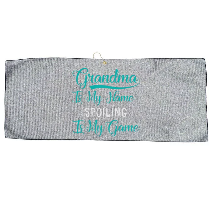 Cute Funny Grandma Is My Name Spoiling Is My Game Large Microfiber Waffle Golf Towel