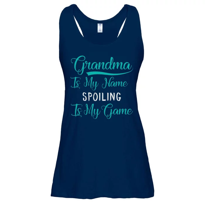 Cute Funny Grandma Is My Name Spoiling Is My Game Ladies Essential Flowy Tank