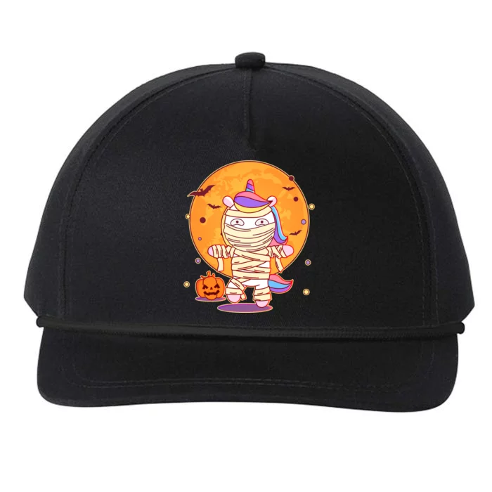 Cute Funny Halloween Unicorn Mummy Snapback Five-Panel Rope Hat