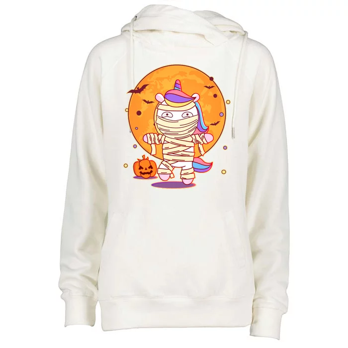 Cute Funny Halloween Unicorn Mummy Womens Funnel Neck Pullover Hood