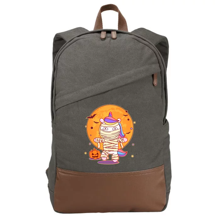 Cute Funny Halloween Unicorn Mummy Cotton Canvas Backpack