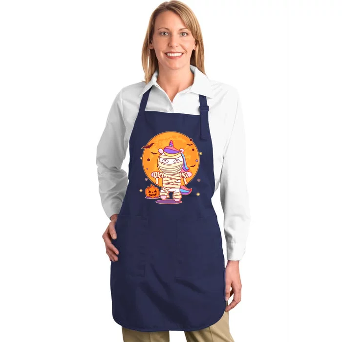 Cute Funny Halloween Unicorn Mummy Full-Length Apron With Pocket