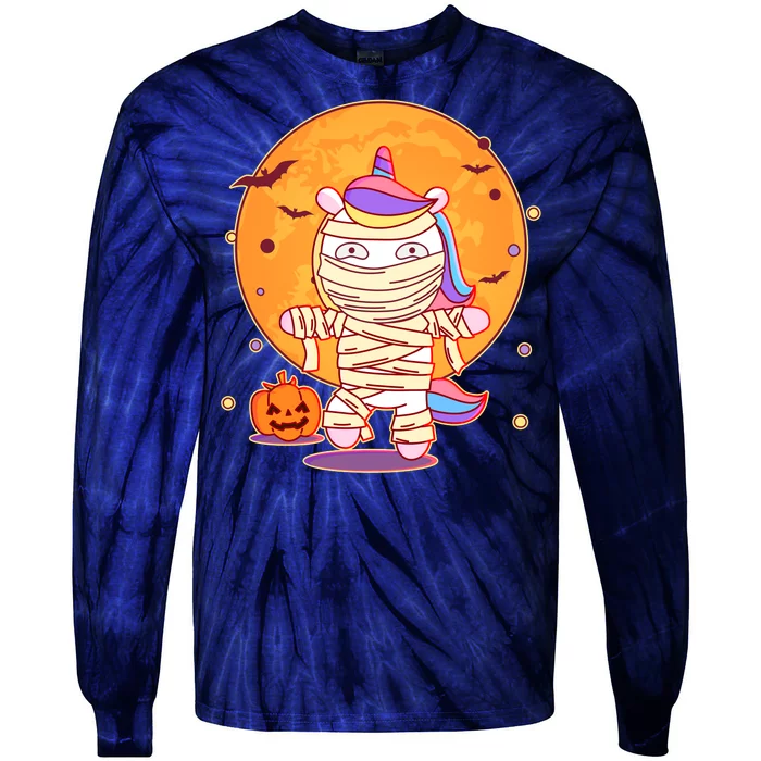 Cute Funny Halloween Unicorn Mummy Tie-Dye Long Sleeve Shirt