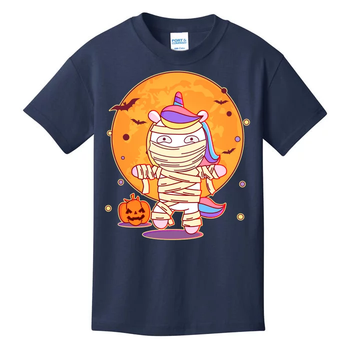 Cute Funny Halloween Unicorn Mummy Kids T-Shirt