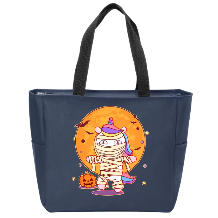 Cute Funny Halloween Unicorn Mummy Zip Tote Bag