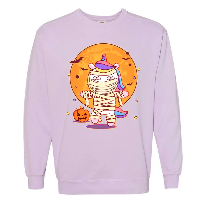 Cute Funny Halloween Unicorn Mummy Garment-Dyed Sweatshirt