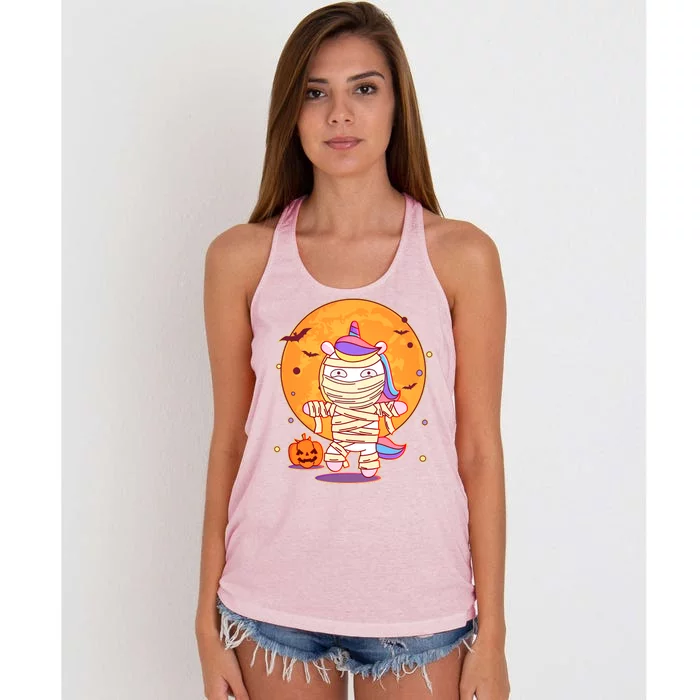 Cute Funny Halloween Unicorn Mummy Women's Knotted Racerback Tank