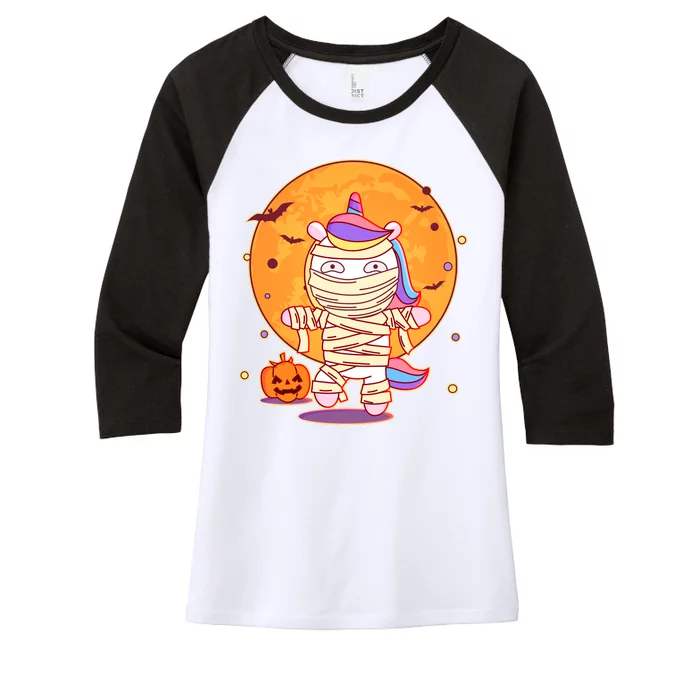 Cute Funny Halloween Unicorn Mummy Women's Tri-Blend 3/4-Sleeve Raglan Shirt