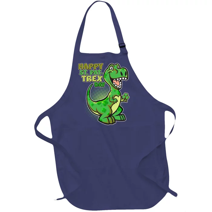 Cute Funny Happy St Pat-Trex Day Full-Length Apron With Pocket