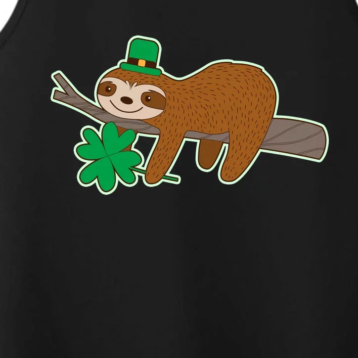 Cute Funny St Patrick's Day Sloth Performance Tank