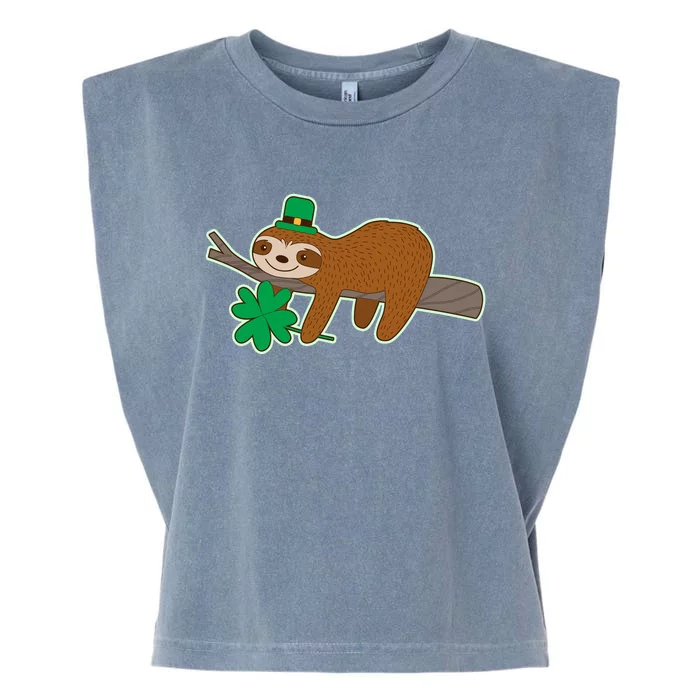 Cute Funny St Patrick's Day Sloth Garment-Dyed Women's Muscle Tee