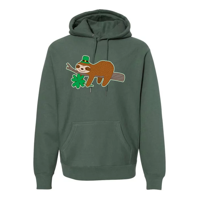 Cute Funny St Patrick's Day Sloth Premium Hoodie