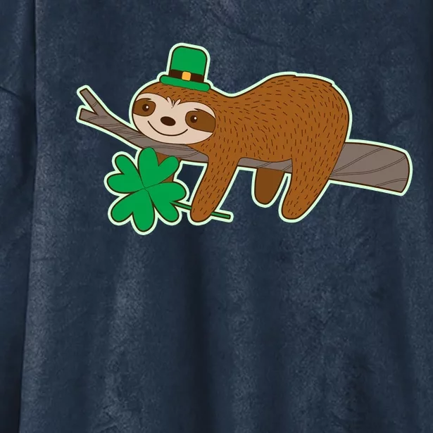 Cute Funny St Patrick's Day Sloth Hooded Wearable Blanket