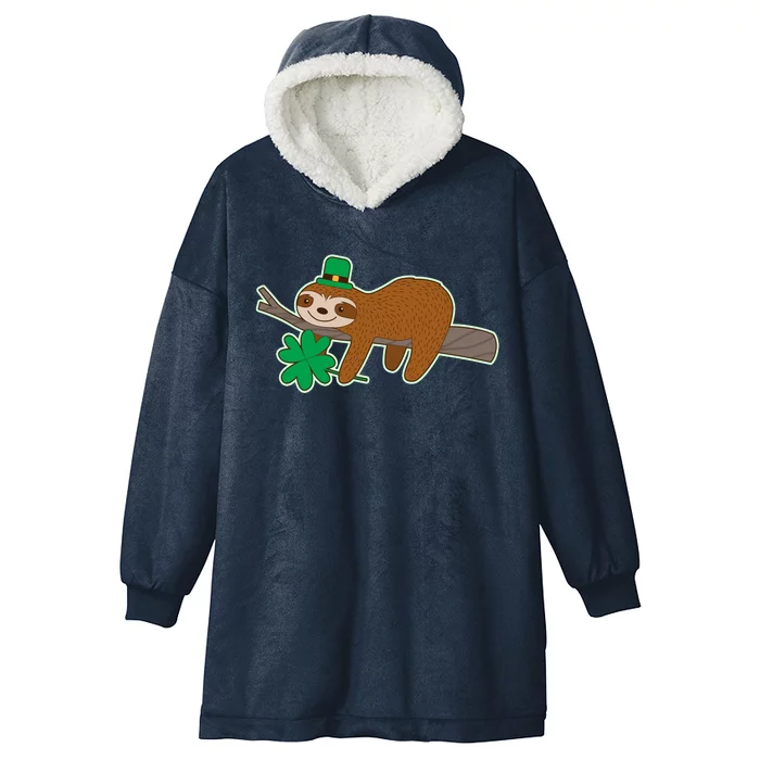 Cute Funny St Patrick's Day Sloth Hooded Wearable Blanket