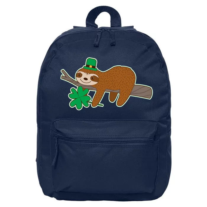 Cute Funny St Patrick's Day Sloth 16 in Basic Backpack