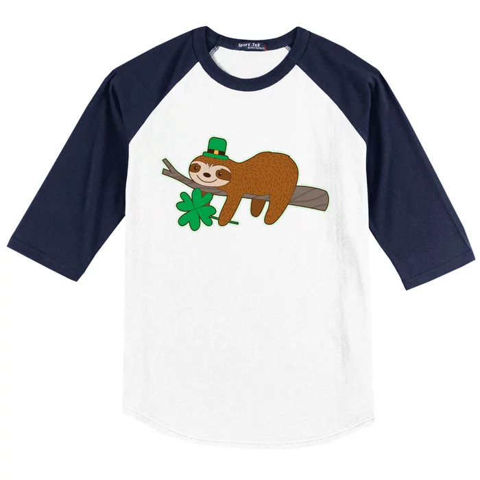 Cute Funny St Patrick's Day Sloth Baseball Sleeve Shirt