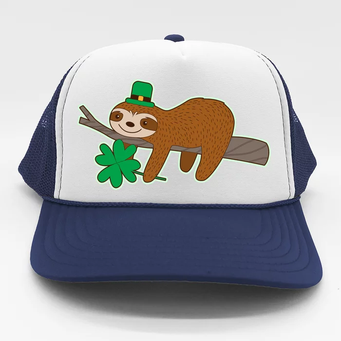 Cute Funny St Patrick's Day Sloth Trucker Hat