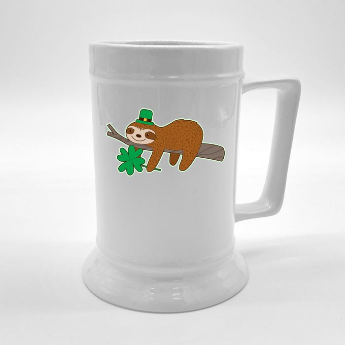 Cute Funny St Patrick's Day Sloth Front & Back Beer Stein