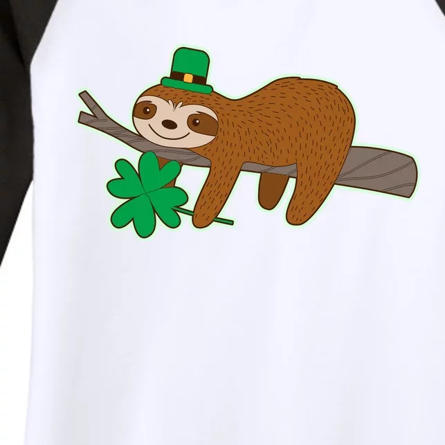 Cute Funny St Patrick's Day Sloth Women's Tri-Blend 3/4-Sleeve Raglan Shirt