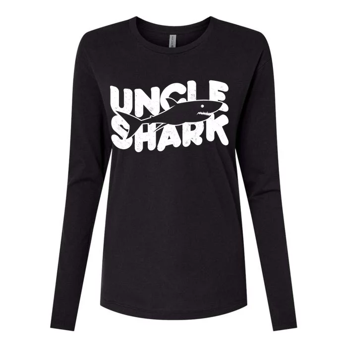 Cute Funny Uncle Shark Womens Cotton Relaxed Long Sleeve T-Shirt