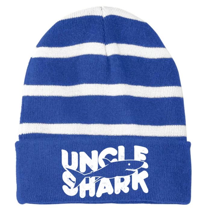 Cute Funny Uncle Shark Striped Beanie with Solid Band