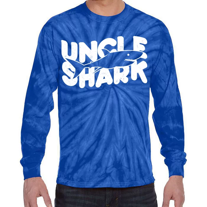 Cute Funny Uncle Shark Tie-Dye Long Sleeve Shirt