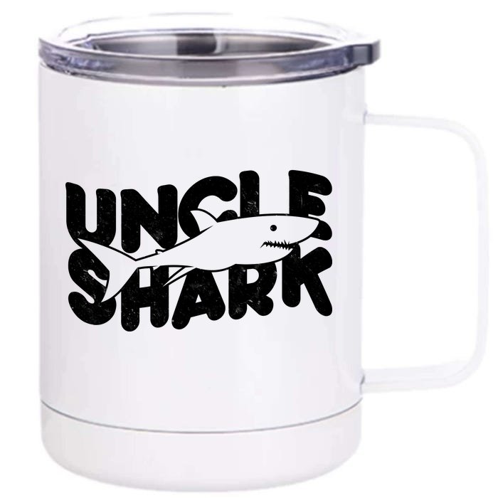 Cute Funny Uncle Shark Front & Back 12oz Stainless Steel Tumbler Cup