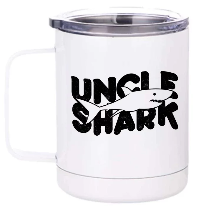 Cute Funny Uncle Shark Front & Back 12oz Stainless Steel Tumbler Cup