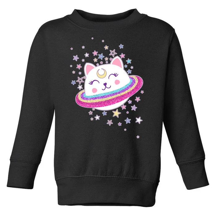 Cute Galaxy Saturn Cat Toddler Sweatshirt