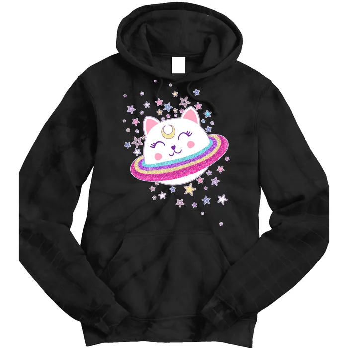 Cute Galaxy Saturn Cat Tie Dye Hoodie