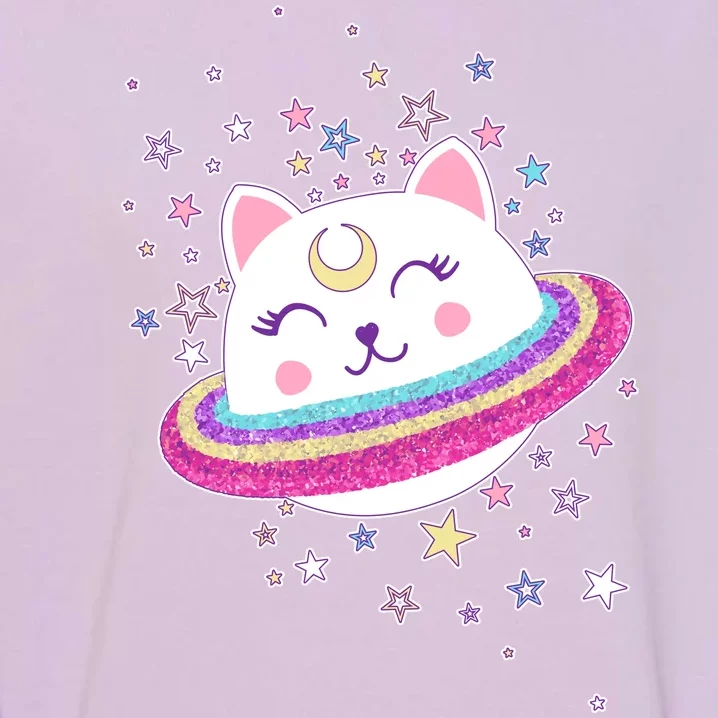 Cute Galaxy Saturn Cat Garment-Dyed Sweatshirt