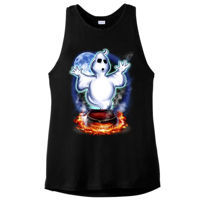 Cute Ghost Halloween Ladies Tri-Blend Wicking Tank