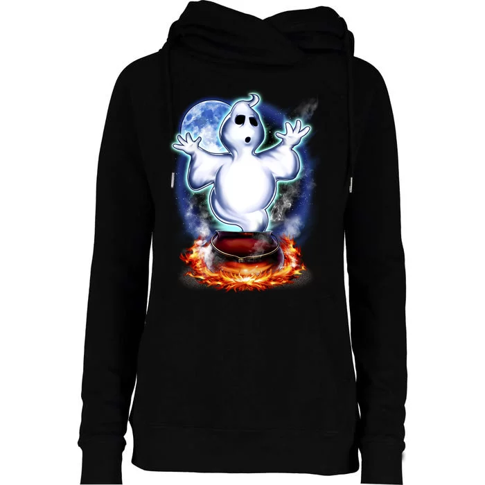 Cute Ghost Halloween Womens Funnel Neck Pullover Hood