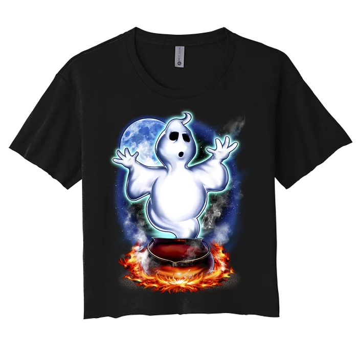 Cute Ghost Halloween Women's Crop Top Tee