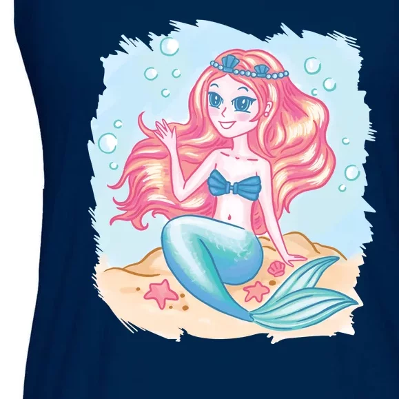 Cute Girl Mermaid Ladies Essential Flowy Tank