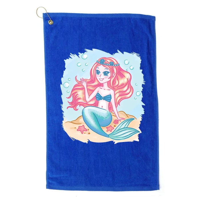 Cute Girl Mermaid Platinum Collection Golf Towel