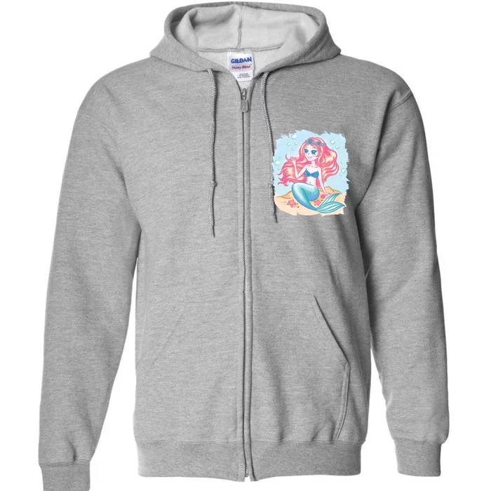 Cute Girl Mermaid Full Zip Hoodie