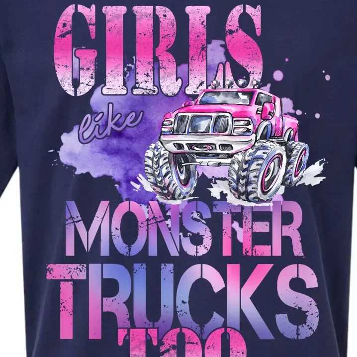 Cute Girls Like Monster Trucks Too Awesome Sueded Cloud Jersey T-Shirt