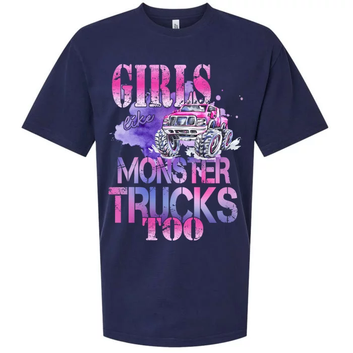 Cute Girls Like Monster Trucks Too Awesome Sueded Cloud Jersey T-Shirt